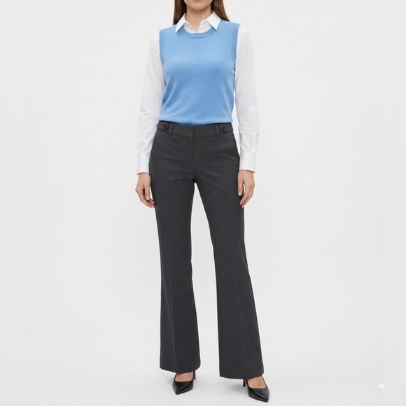 Ann Taylor Pants - Ann Taylor $119 Charcoal Gray Flare Pants 8 W 16-17” R 10” I 32” EUC Rayon blend